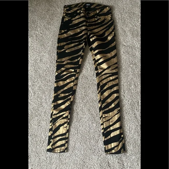 Hudson Nico Black & Gold Zebra Print Jeans Size 24 - Picture 2 of 12